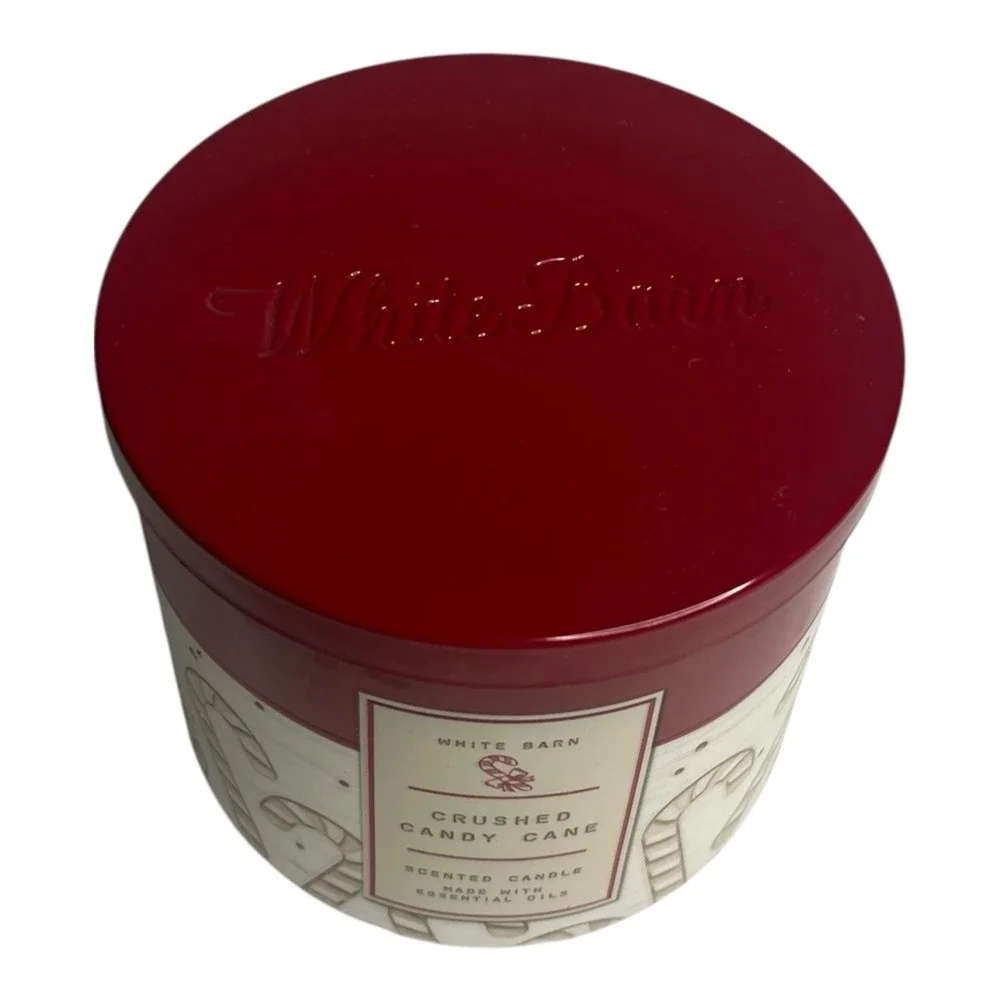 White Barn Bath & Body Works Crushed Candy Cane 3 Wick Scented Candle  14.5 oz